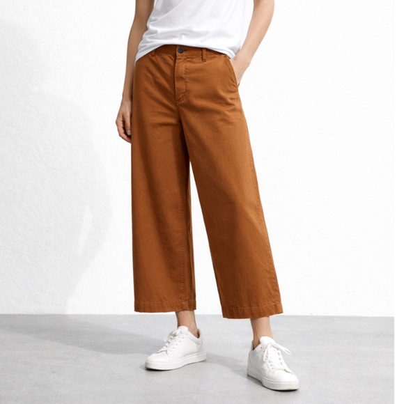 Lafayette 148 New York Pants - Lafayette Cropped Wide-Leg Cotton Pants in Burnt Spice